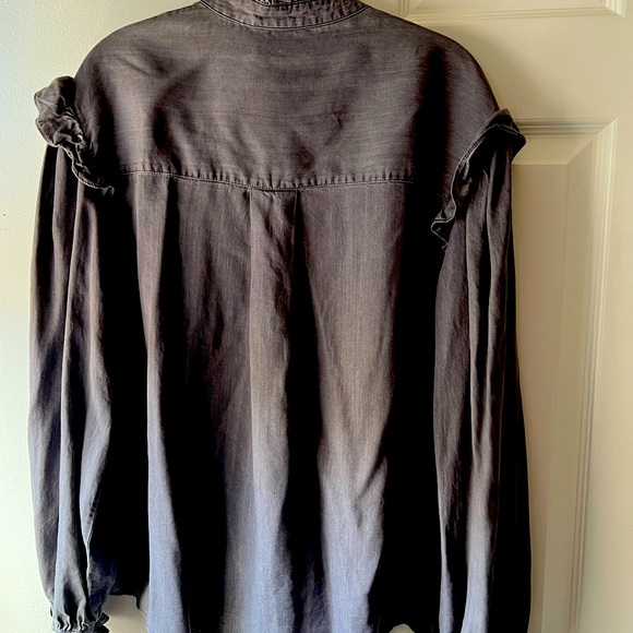 Rebecca Minkoff grey denim ruffle blouse - Picture 3 of 3
